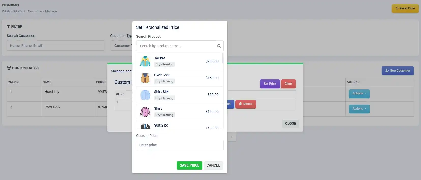Personalized Pricing feature in Laundry Grow