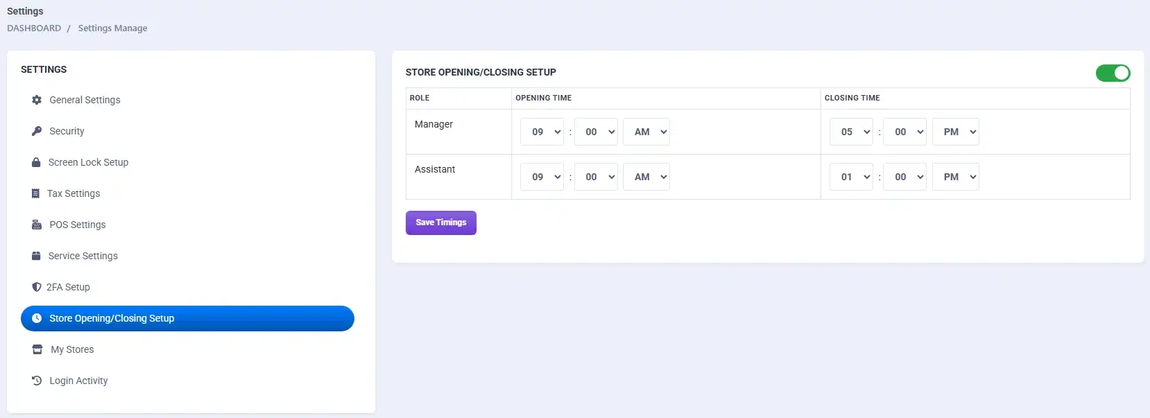 Store Schedule feature in Laundry Grow software